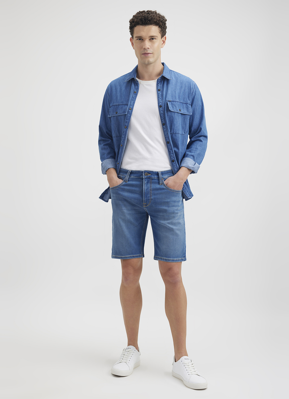 Men Blue Mid Rise Regular Shorts, , large image number 1