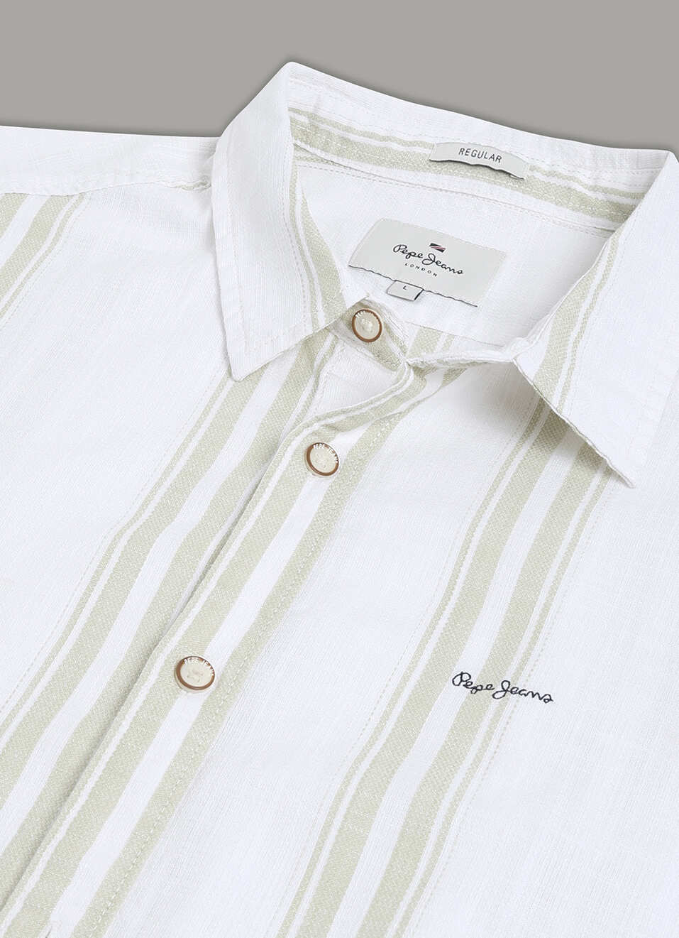 Men Green Striped Shirt, , large image number 3