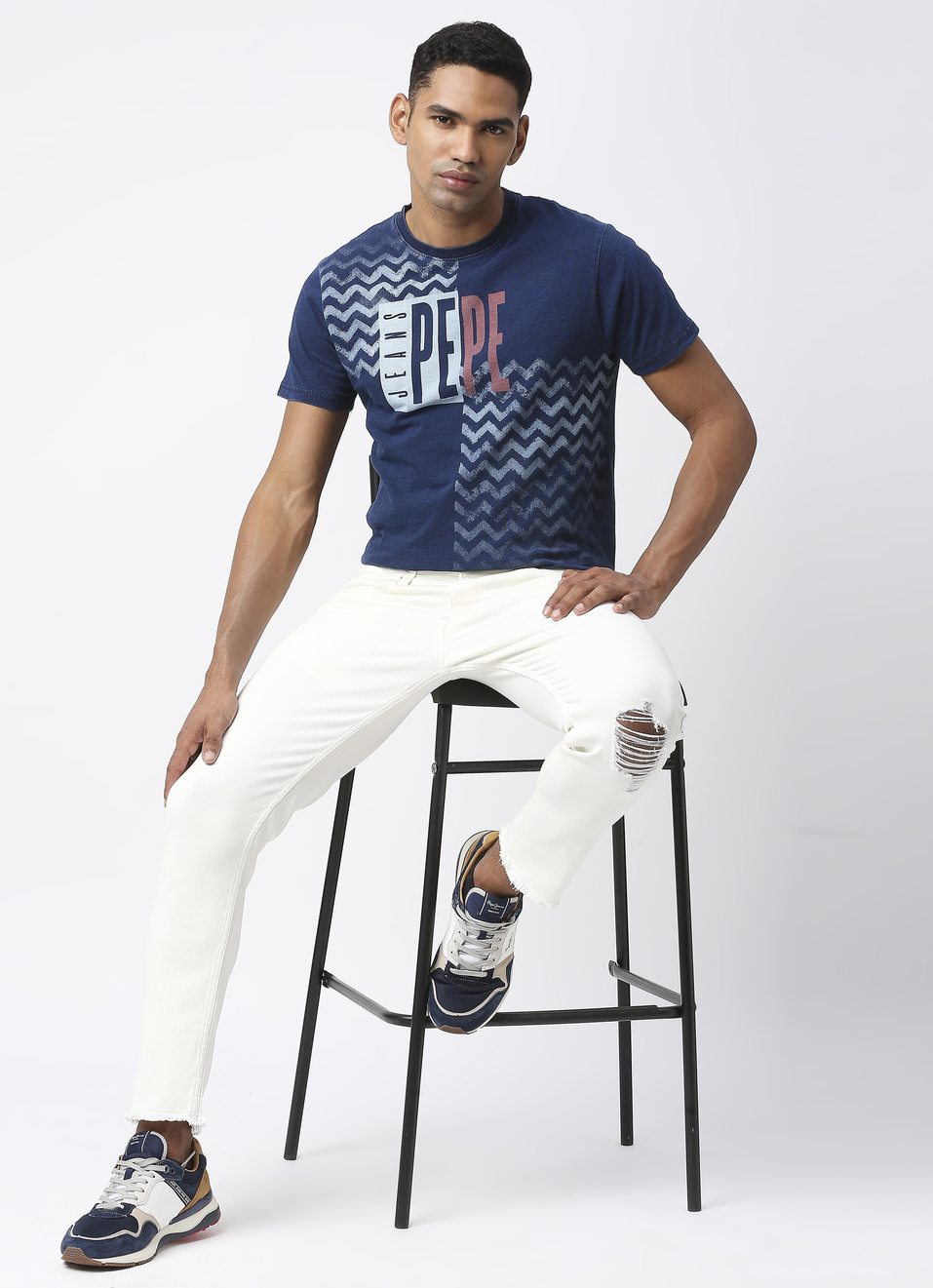Rodney Graphic Printed Indigo Tee, , large image number 5