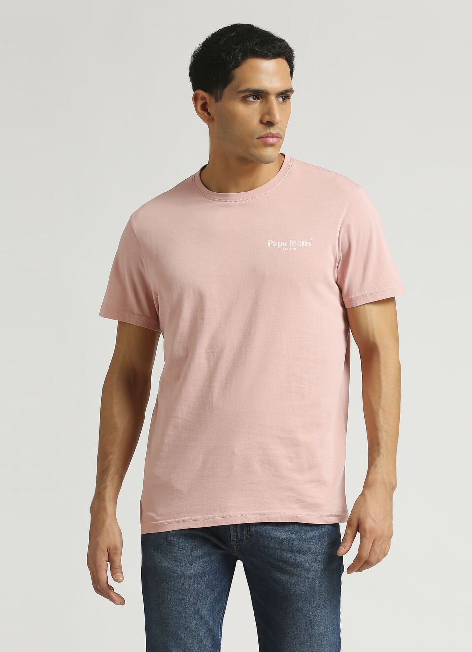 Pink Back Print Slim Fit Short Sleeve T-shirt, , large image number 1