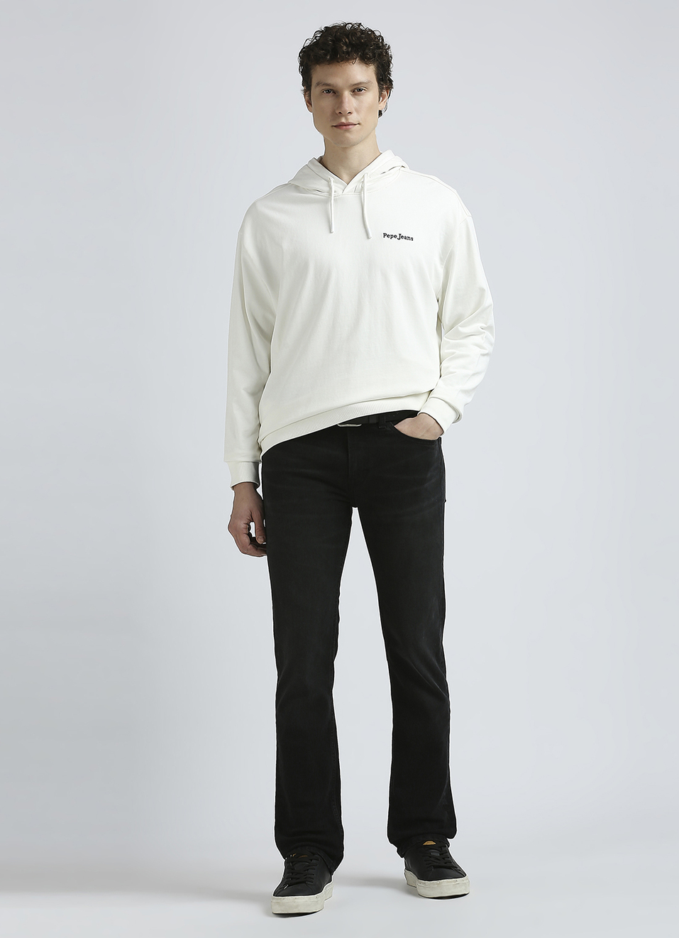 Men Black Mid Rise Straight Jeans, , large image number 1