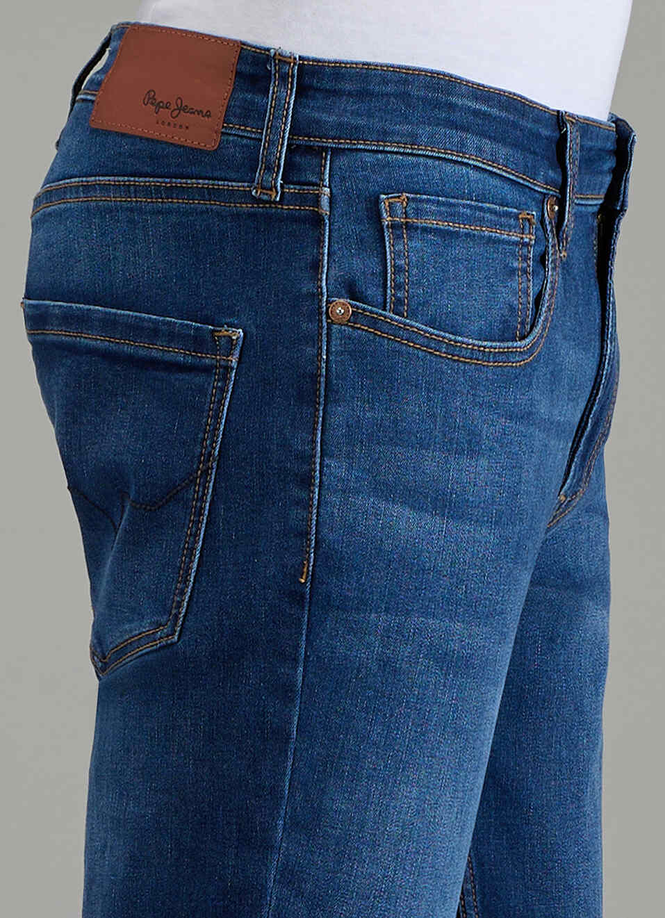Men Blue Mid Rise Straight Fit Stretchable Jeans, , large image number 4