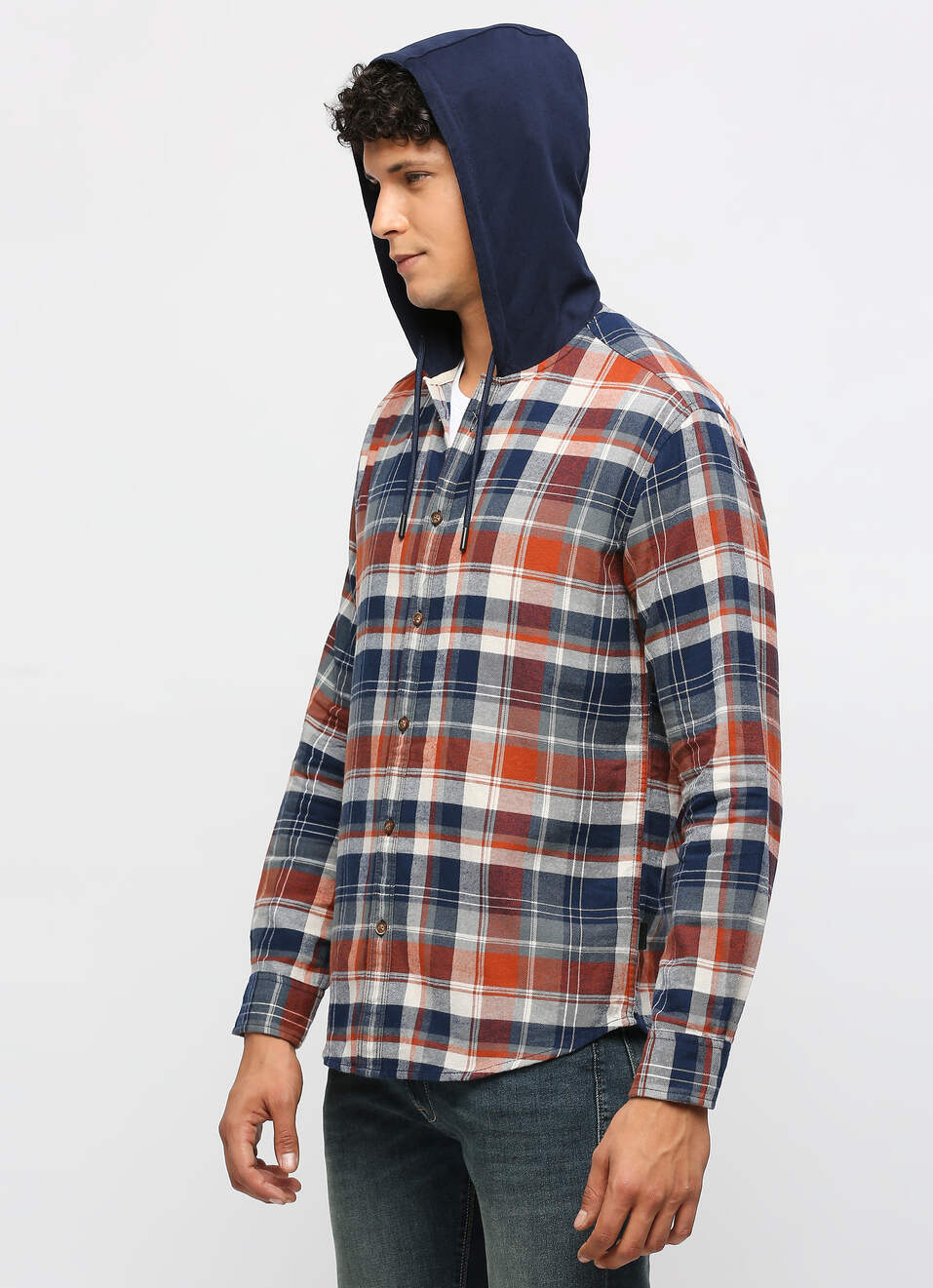 Brown Checks Long Sleeve Slim Fit Shirt, , large image number 3