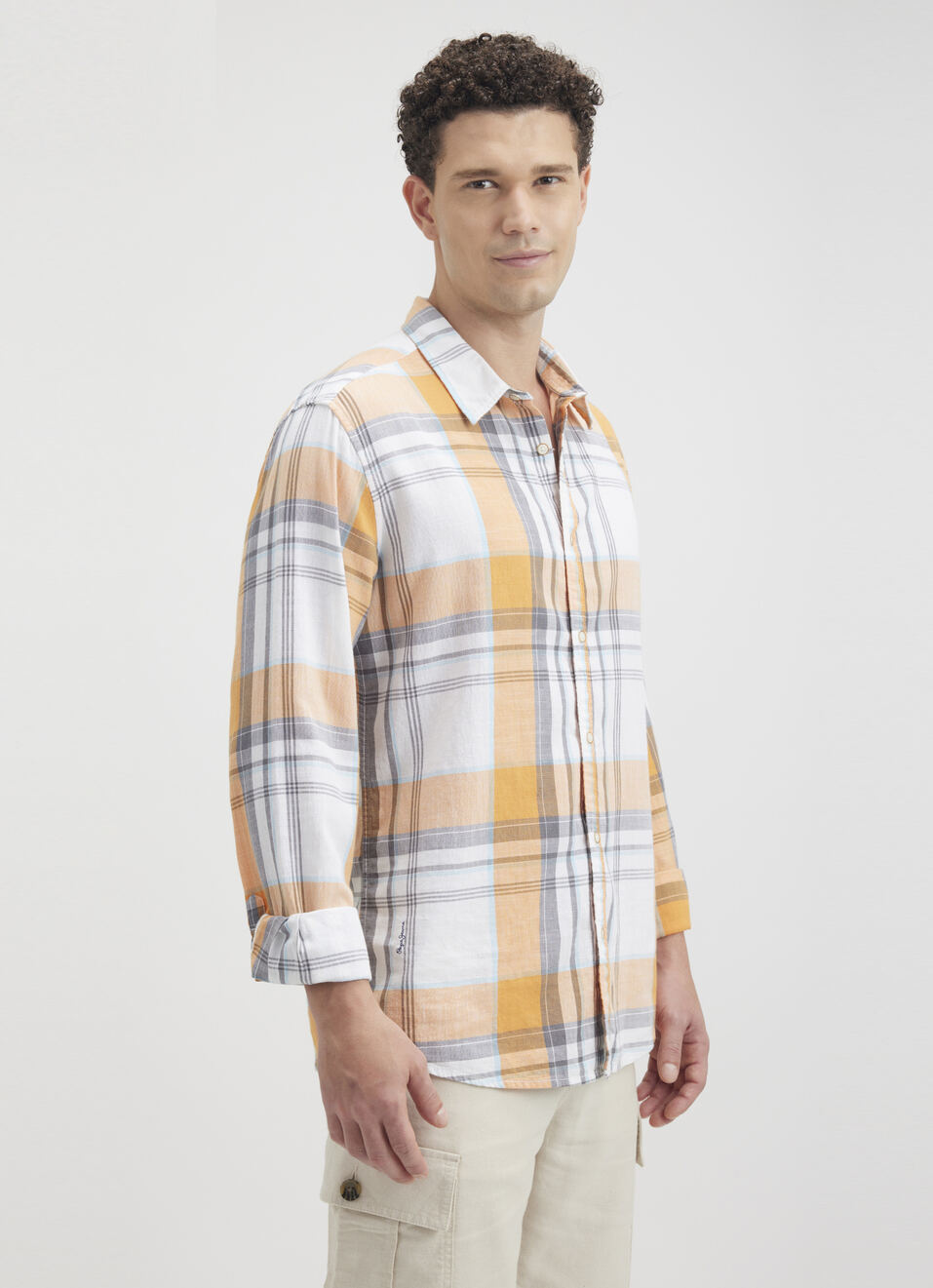 Men Orange Check Full Sleeve Shirt, , large image number 3