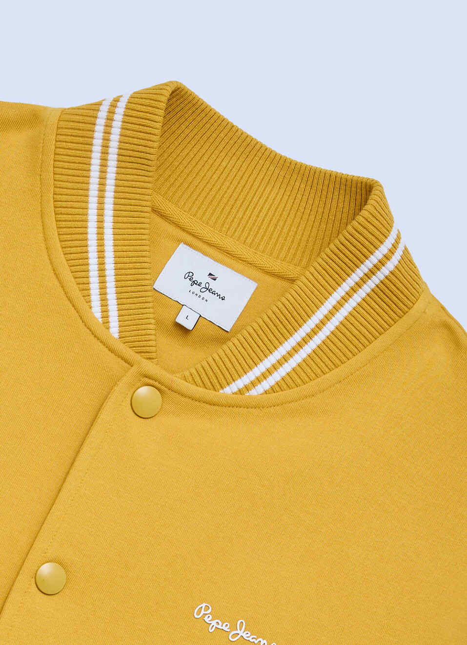 Men Yellow Solid Baseball Collar Long Sleeve Jacket, , large image number 6
