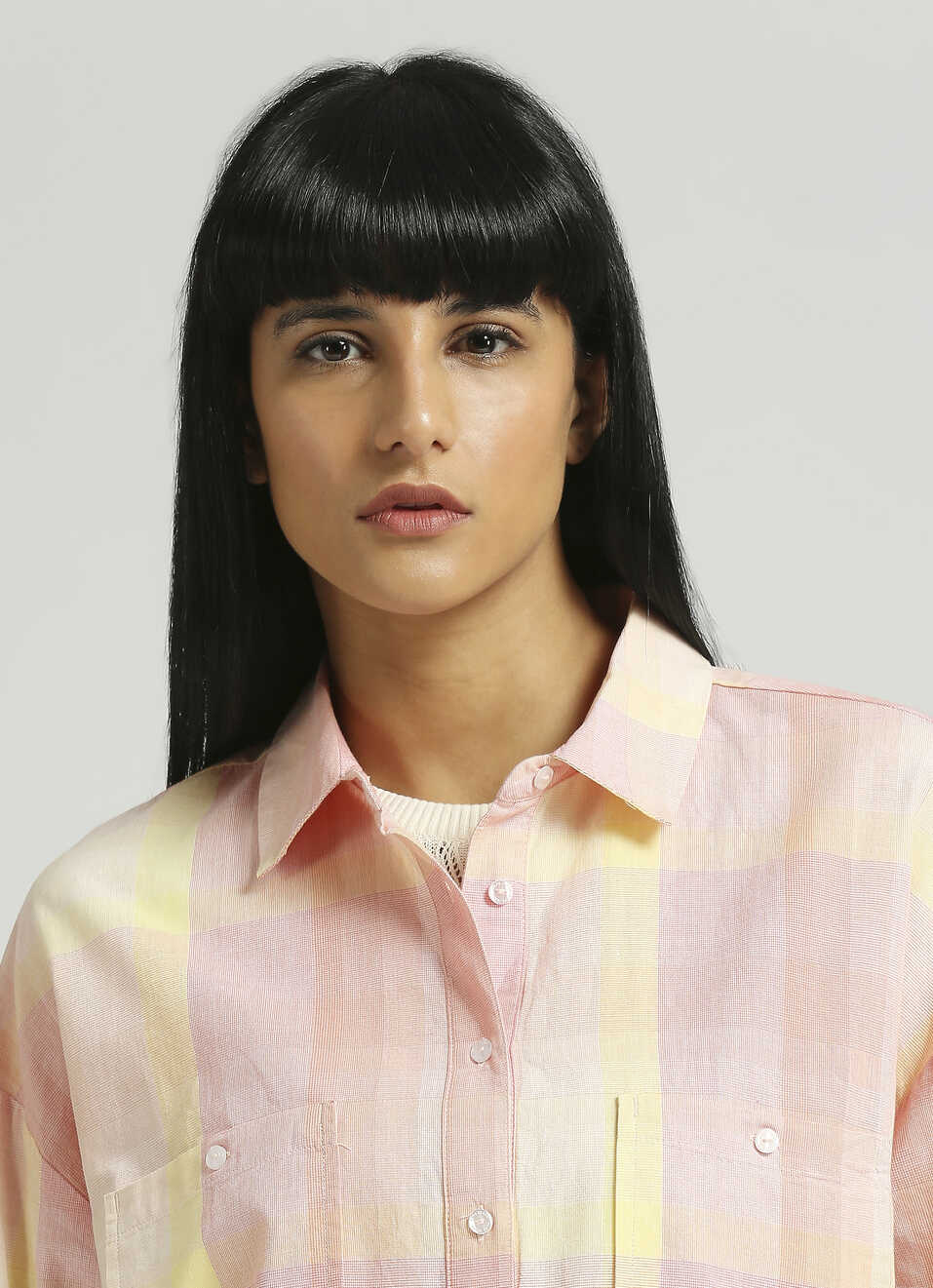 Pink Broad Checks Extended Shoulder Oversized Shirt, , large image number 4