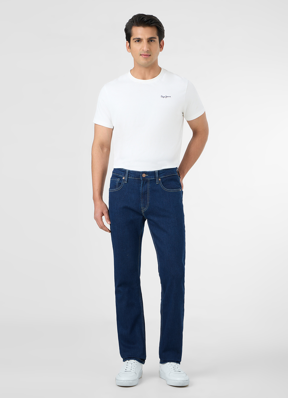 Men Blue Mid Rise Straight Fit Jeans, , large image number 1