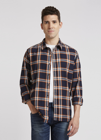 Navy Check Full Sleeve Shirt