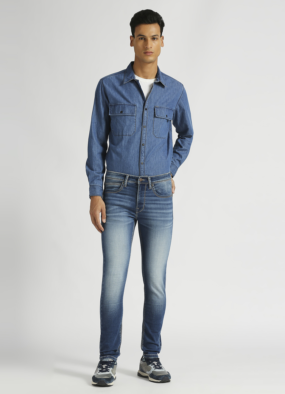 Chinox Blue Mid Rise Skinny Gymindigo Jeans, , large image number 5
