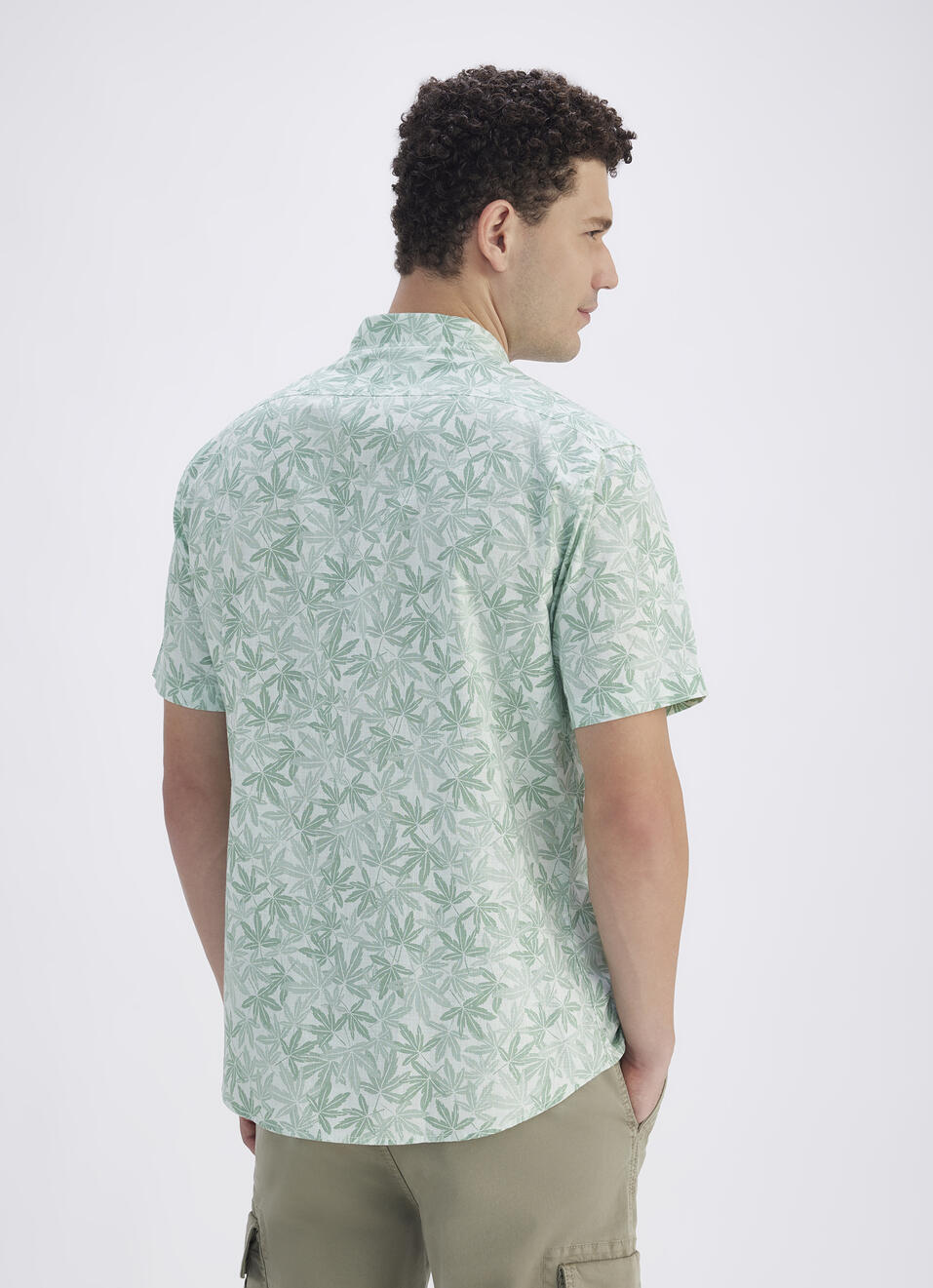 Men Blue Botanical Print Short Sleeve Shirt, , large image number 2