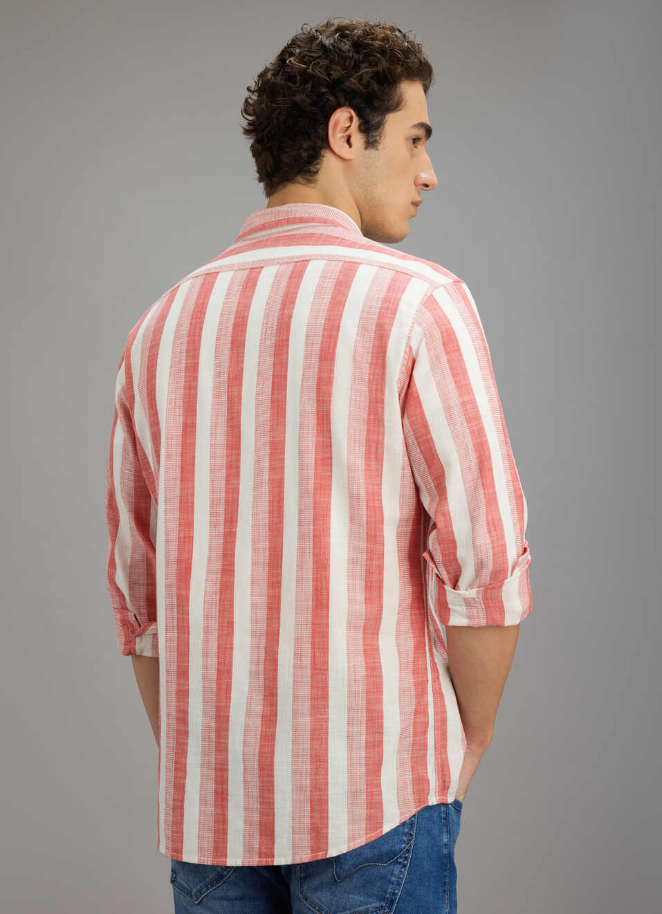 Men Red Striped Shirt, , large image number 6
