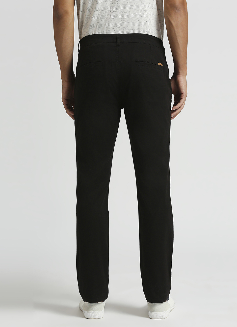 Men Black Mid Rise Stretch Chinos, , large image number 1