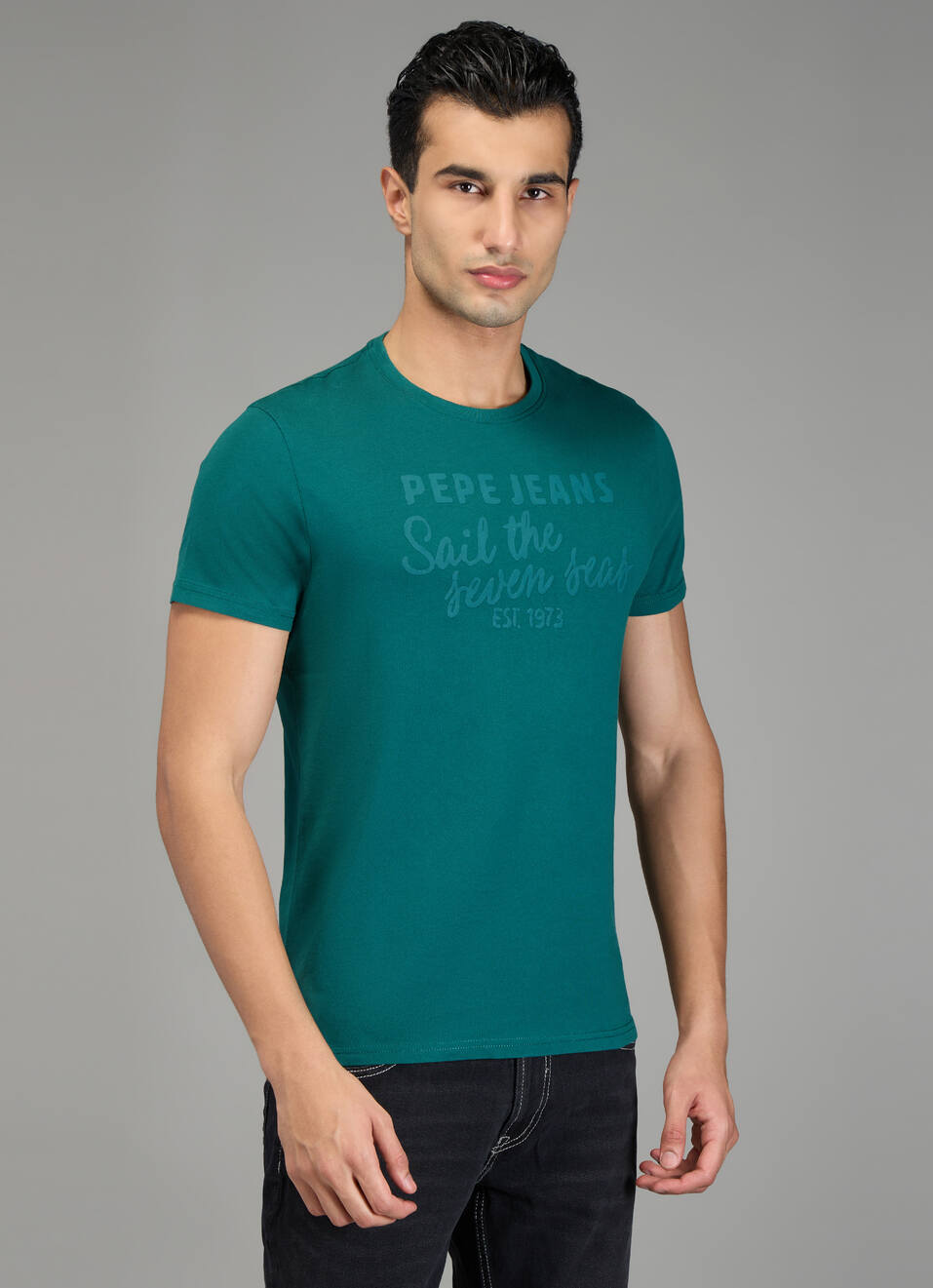 Men Green Graphic Slim Fit T-shirt, , large image number 3