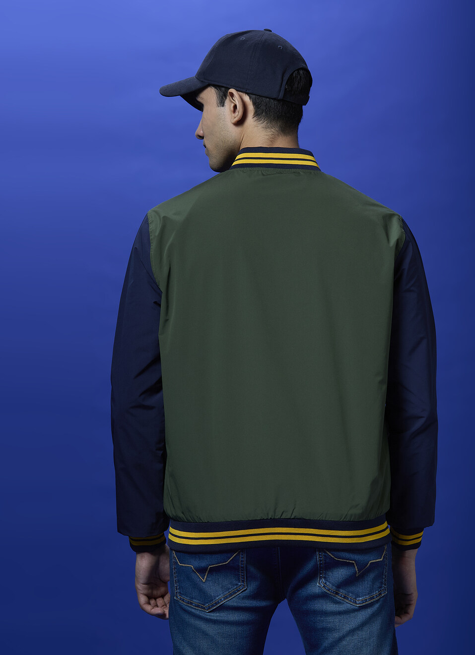 Olive Colour Block Full Sleeve Jacket, , large image number 2