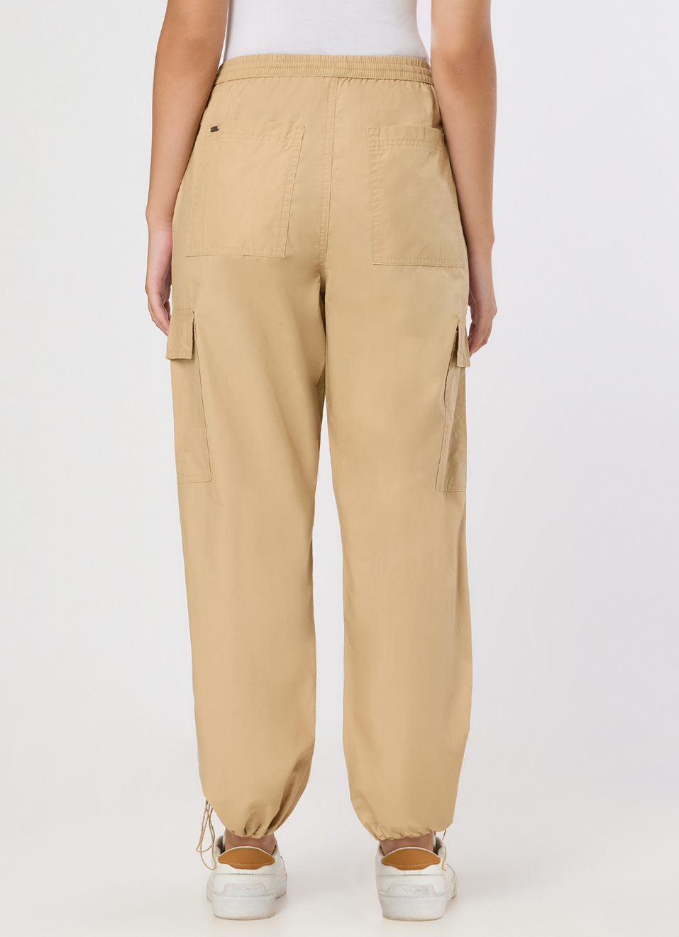 Women Beige High Rise Wide Leg Cargo Pants, , large image number 2