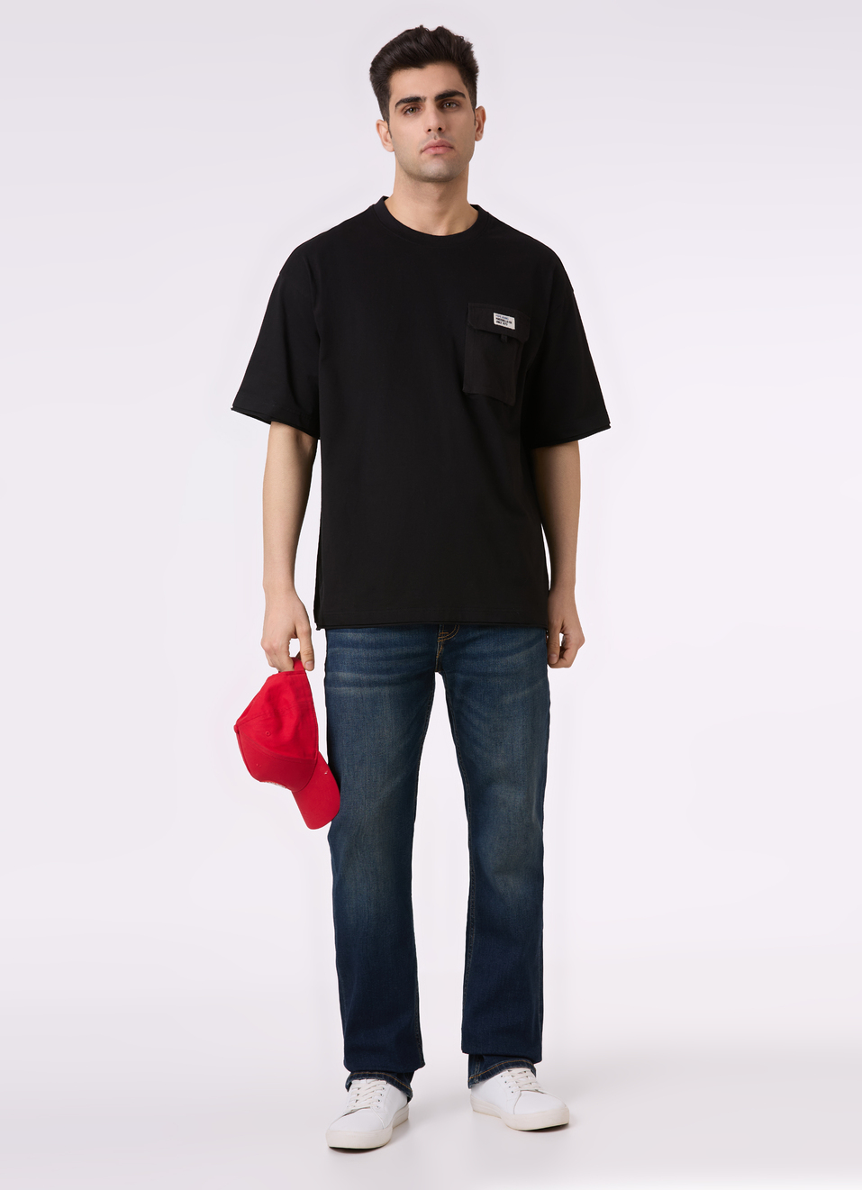 Men Black Utility Pocket Short Sleeve Oversized T-shirt, , large image number 5