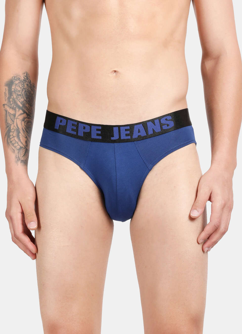 Dark Blue Solid Briefs, , large image number 1