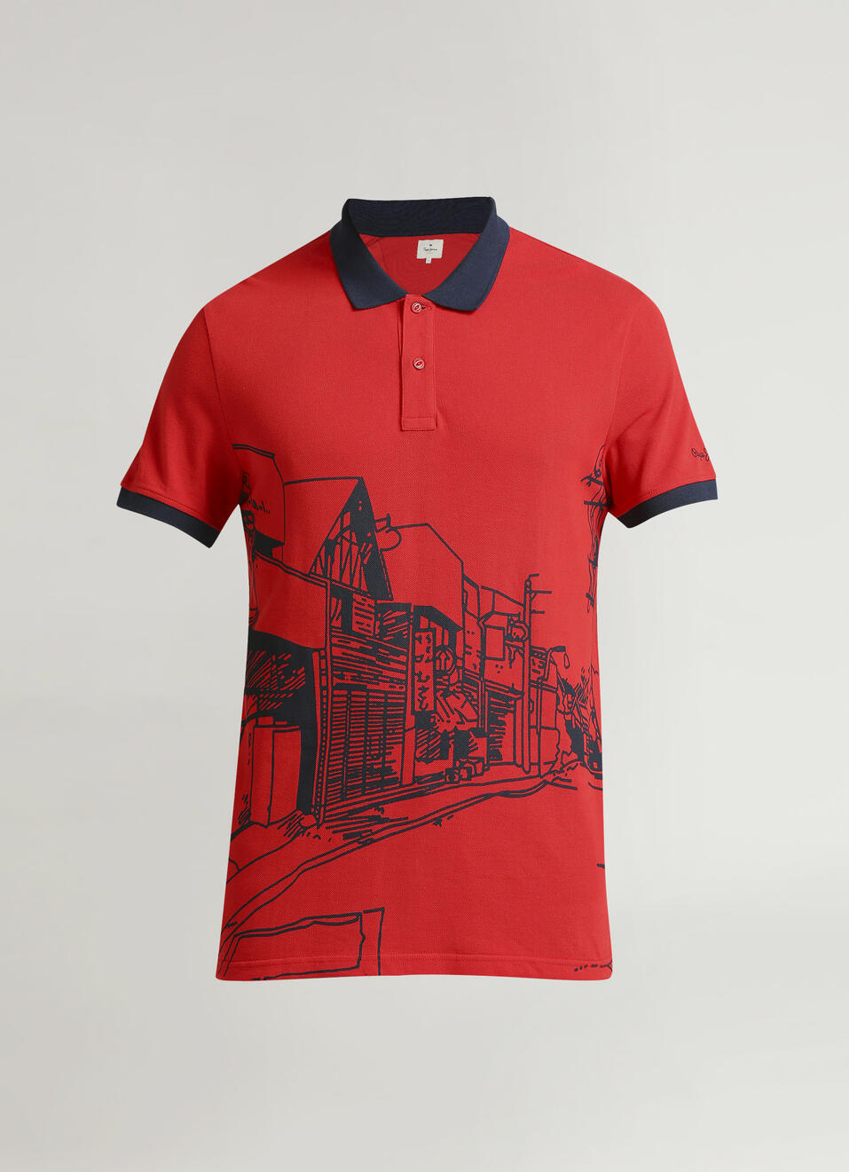White Placed Print Trendy Pique Short Sleeve Polo, , large image number 6