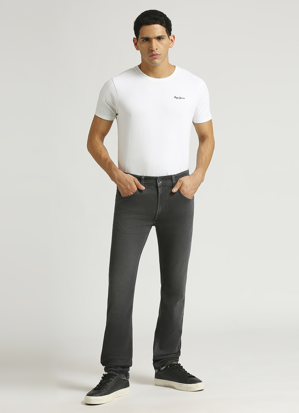 Vapour Grey Mid Rise Slim Fit Jeans, , large image number 1