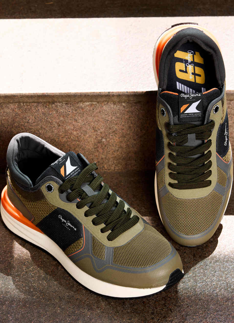 Khaki And Green Anti-skid Fashion Sneakers, , large image number 0