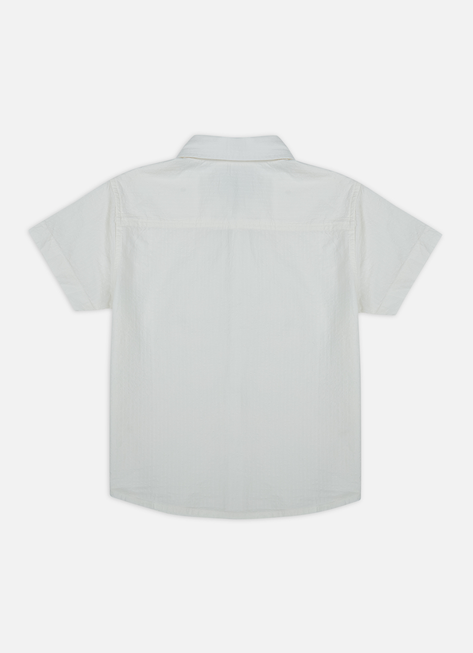 Boys White Trendy Pocket Short Sleeve Seersucker Shirt, , large image number 1
