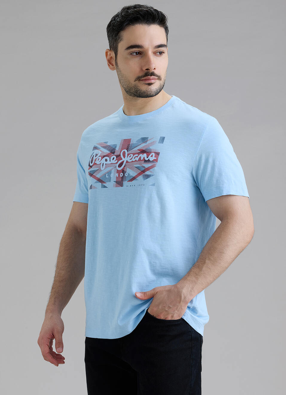 Men Blue Printed Slim Fit Short Sleeve T-shirt, , large image number 3