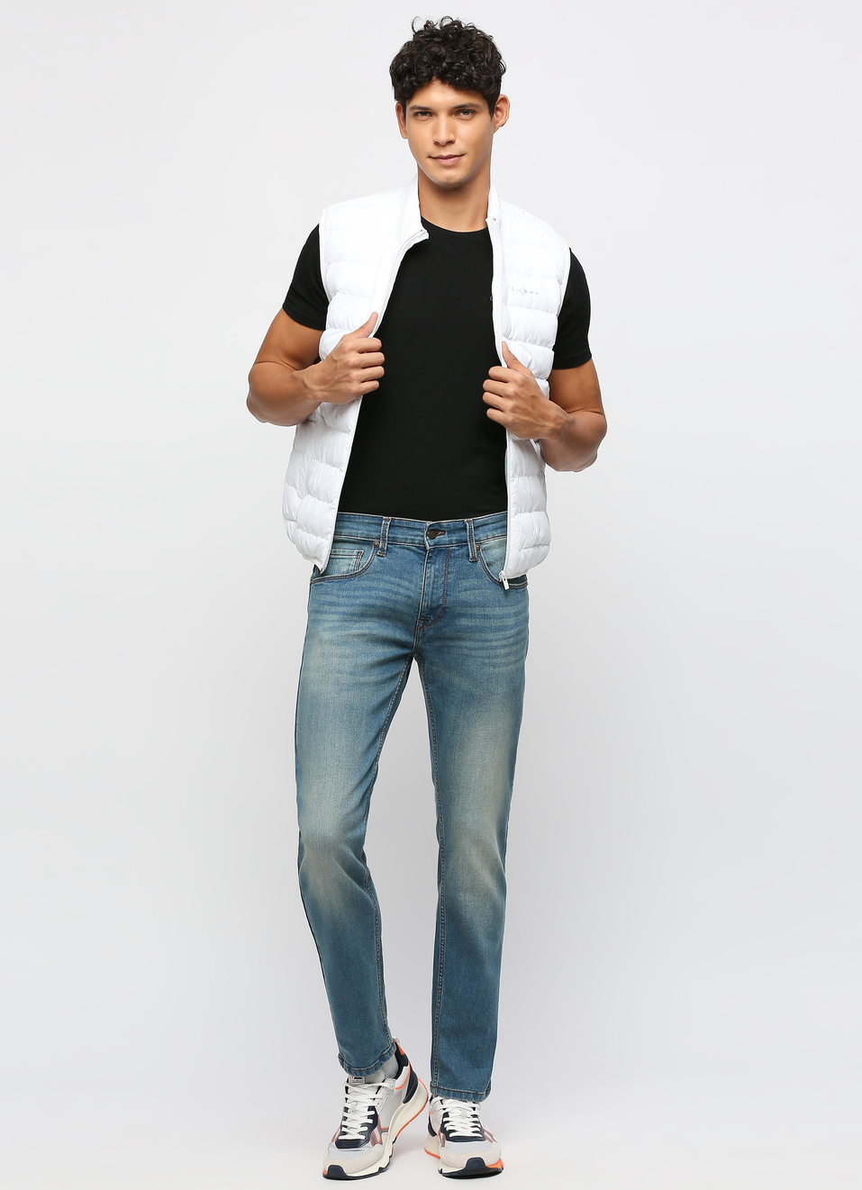 Vapour Light Blue Low Rise Tapered Jeans, , large image number 5