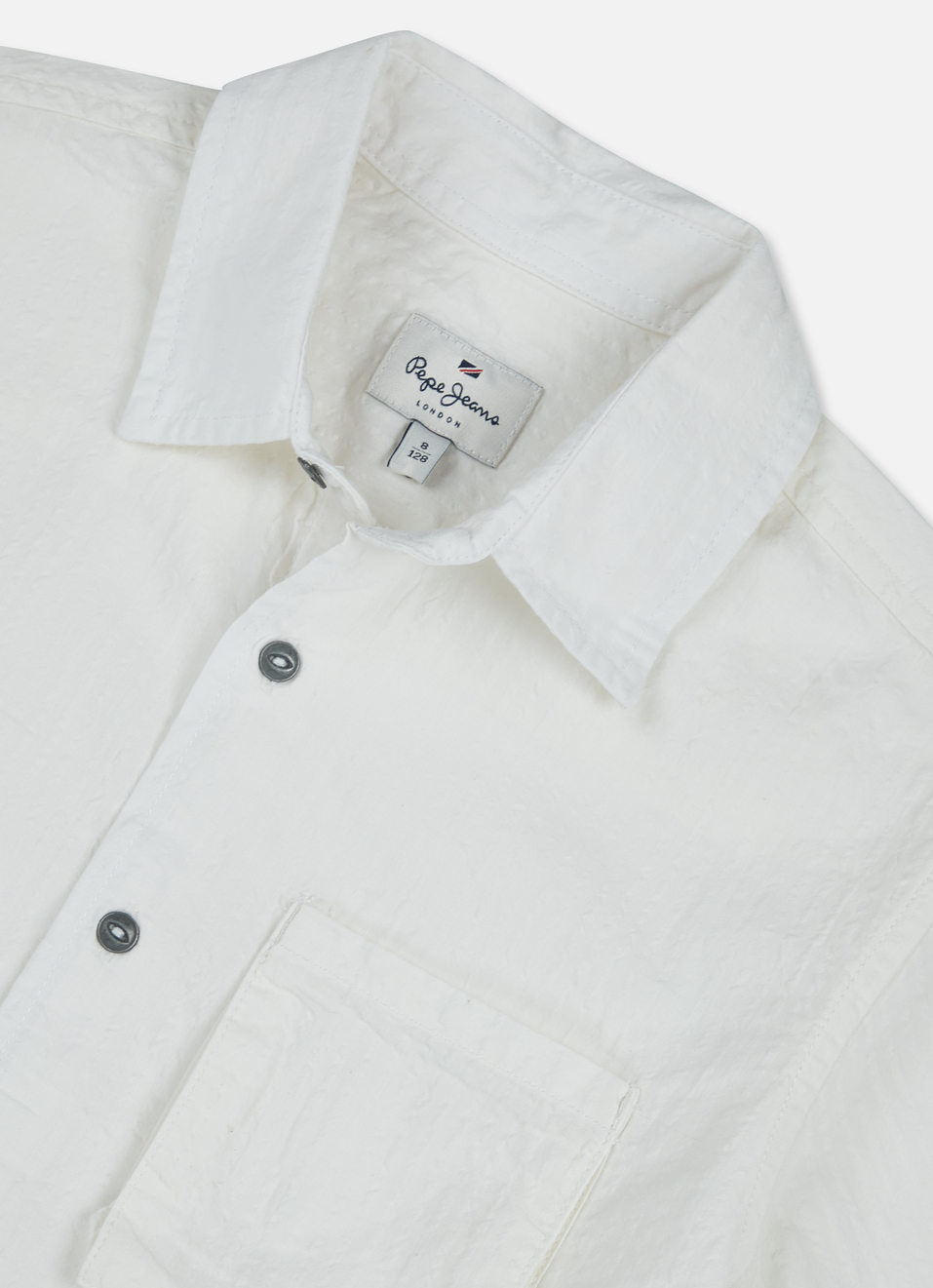 Boys White Trendy Pocket Short Sleeve Seersucker Shirt, , large image number 2