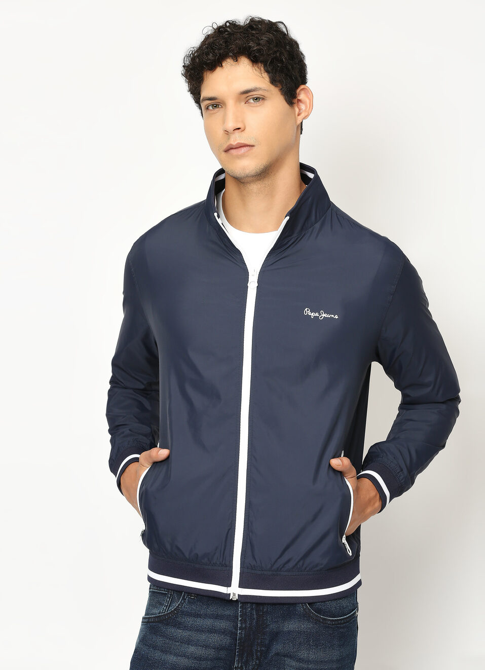 NAVY LIGHTWEIGHT FULL SLEEVE JACKET, , large image number 5