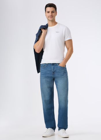 Men Blue Mid Rise Baggy Fit Tapered Jeans