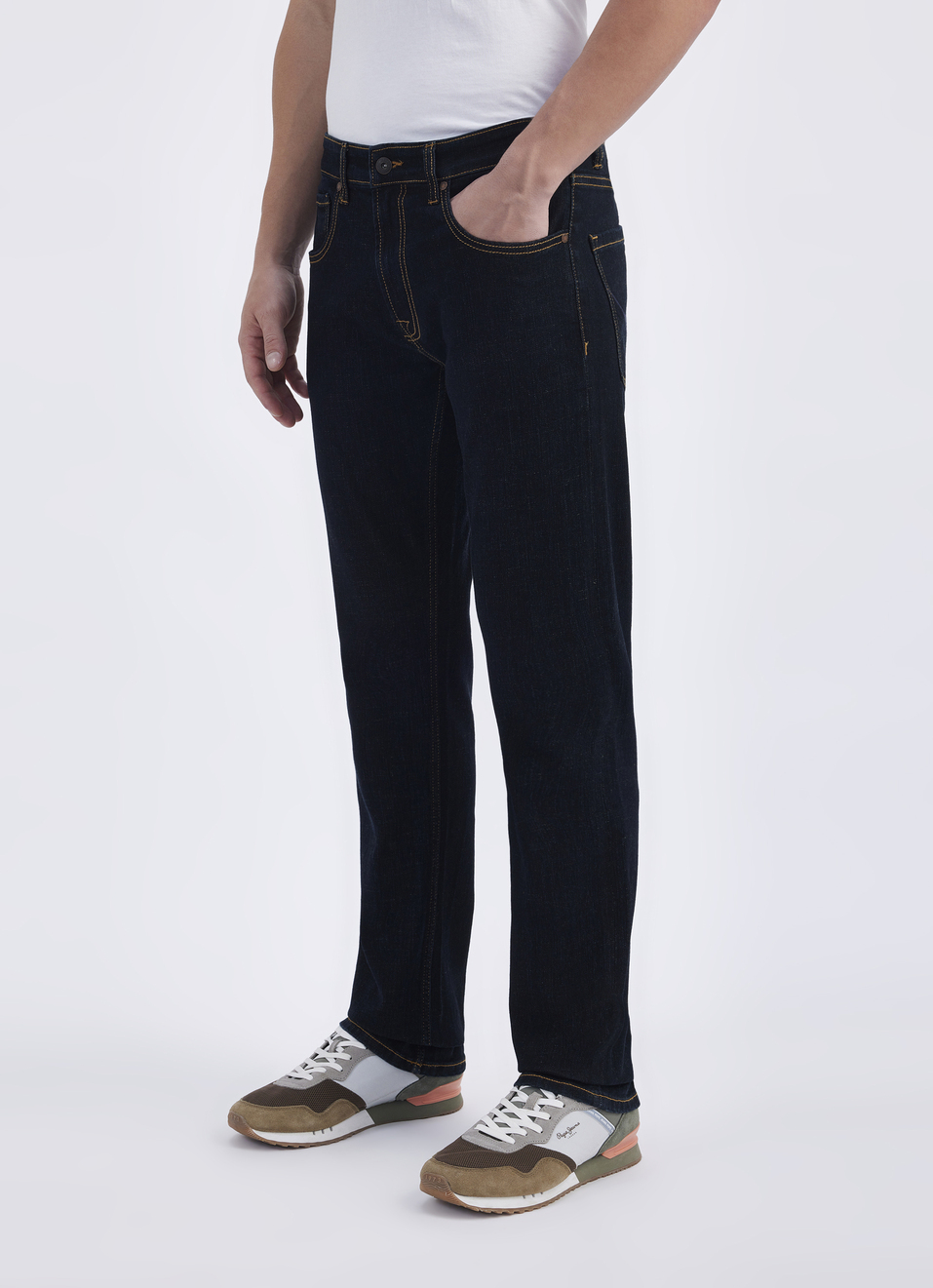 Men Blue Mid Rise Straight Jeans, , large image number 3