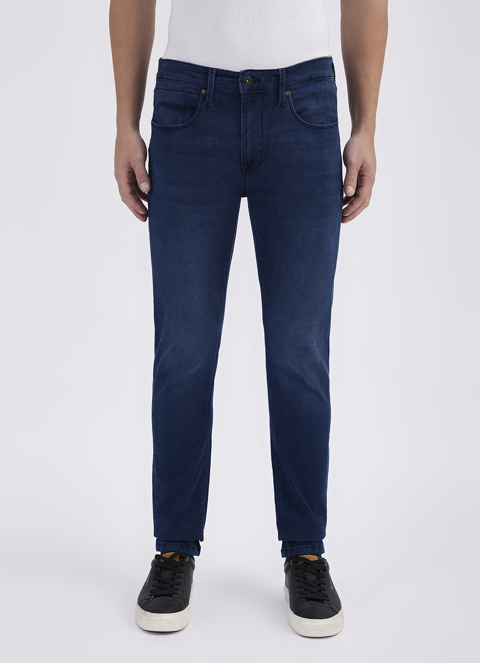 Men Blue Mid Rise Tapered Structured Jogger Like Jeans, , large image number 5