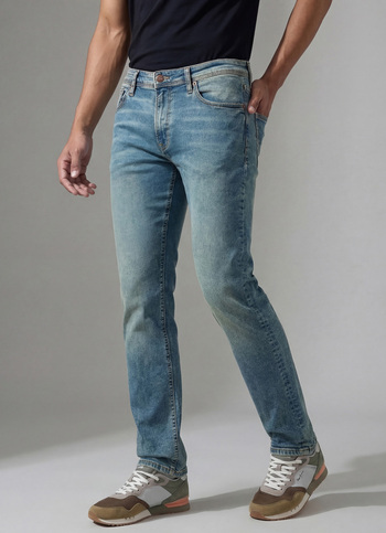 Men Blue Mid Rise Straight Powerflex Extrastretchable Jeans