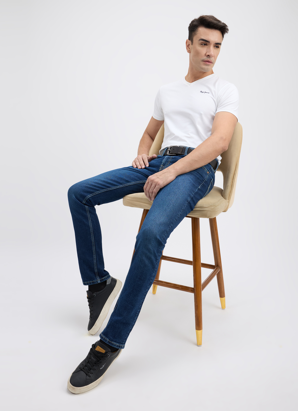 Men Blue Slim Fit Mid Rise Jeans , , large image number 5