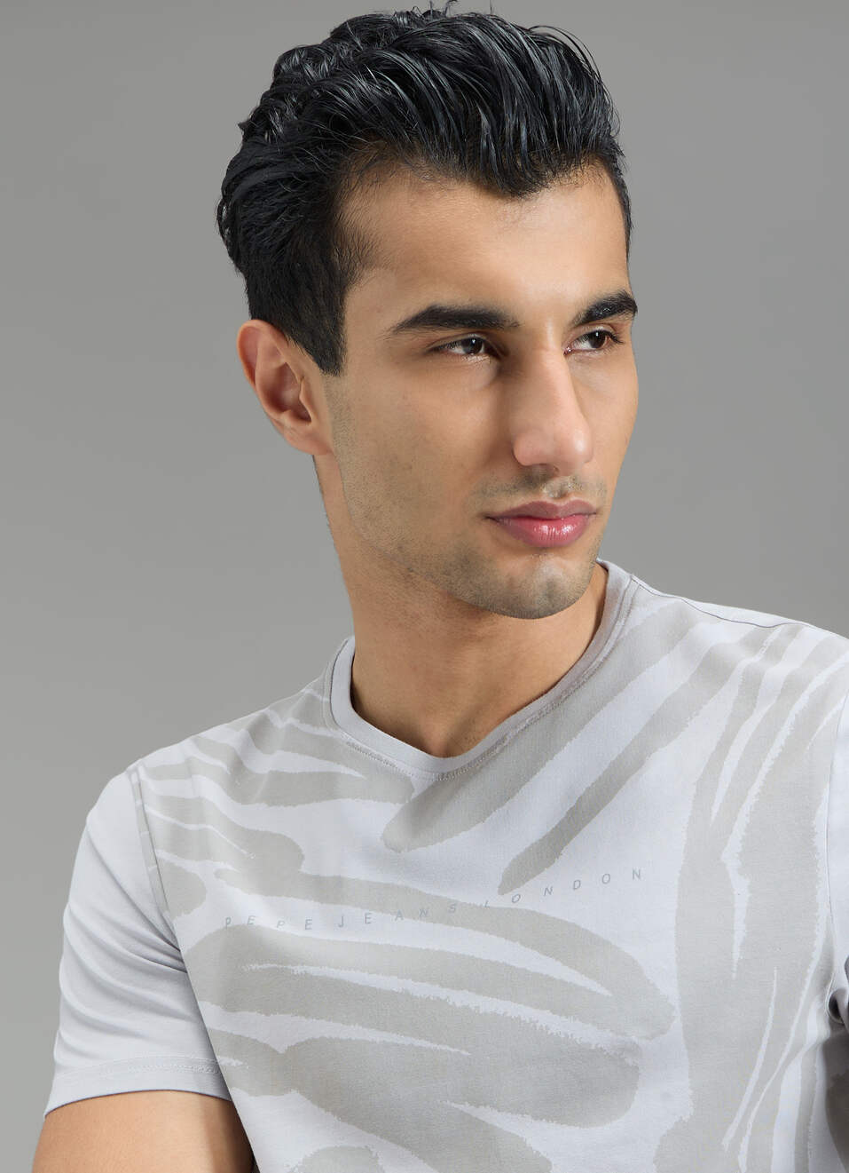 Men Grey Abstract Print Slim Fit T-shirt, , large image number 4