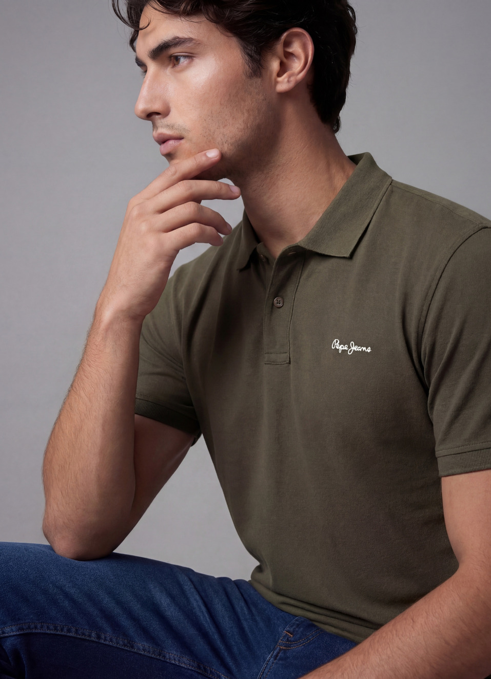 Men Green Solid Short Sleeves Polo, , large image number 4