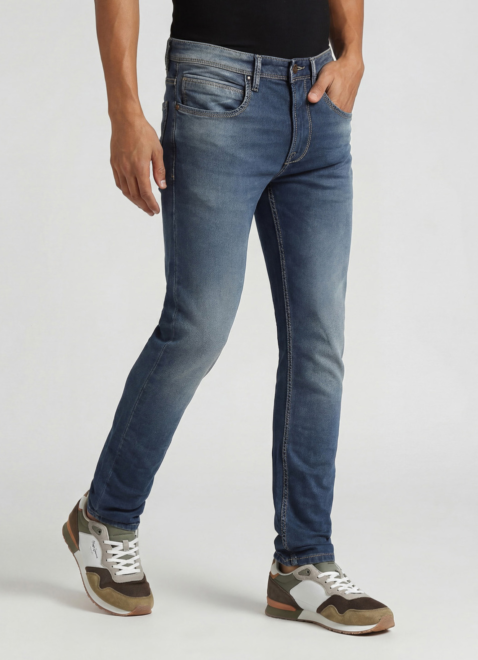 Chinox Light Blue Mid Rise Skinny Gymindigo Jeans, , large image number 0