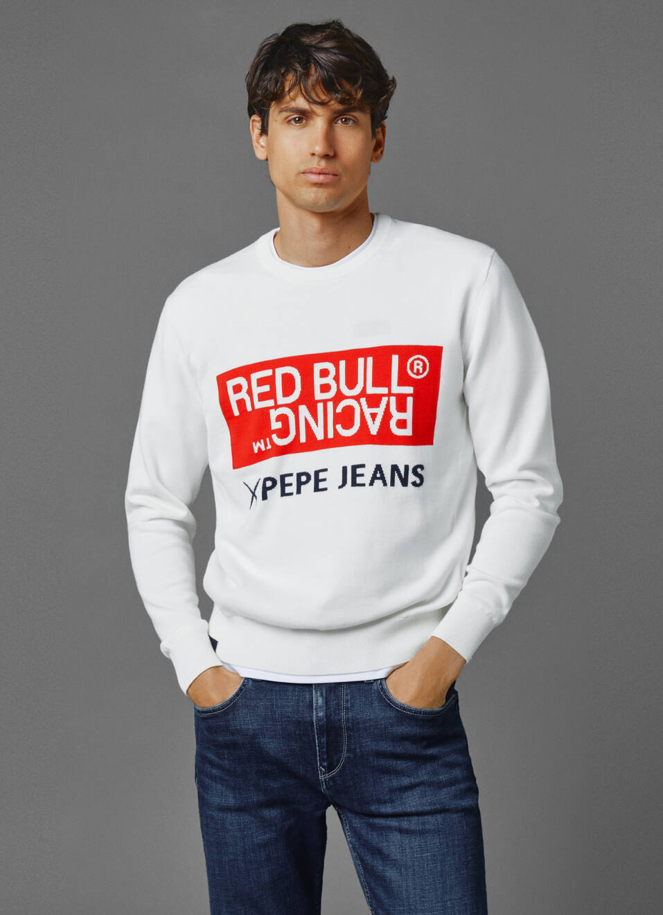 Red Bull Racing X Pepe Jeans Unisex Intarsia Logo Knit Crew Neck, , large image number 3