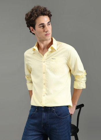 Men Yellow Solid Shirt