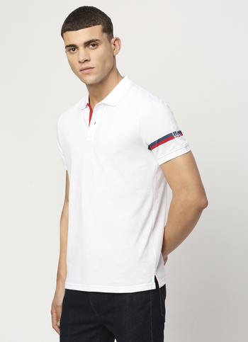 White Solid Short Sleeve Polo