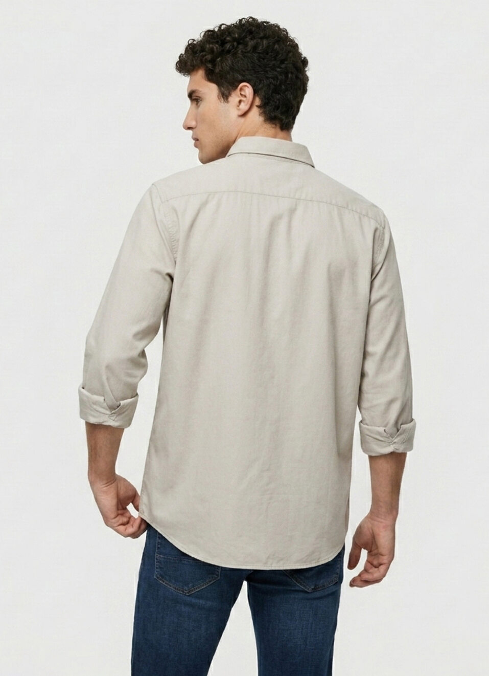 Men Dark Olive Solid Button-down Collar Oxford Shirt, , large image number 2