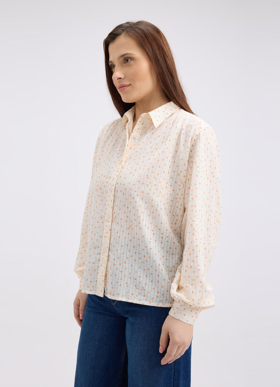 Women Off White Polka Dot Full Sleeve Shirt, , large image number 3