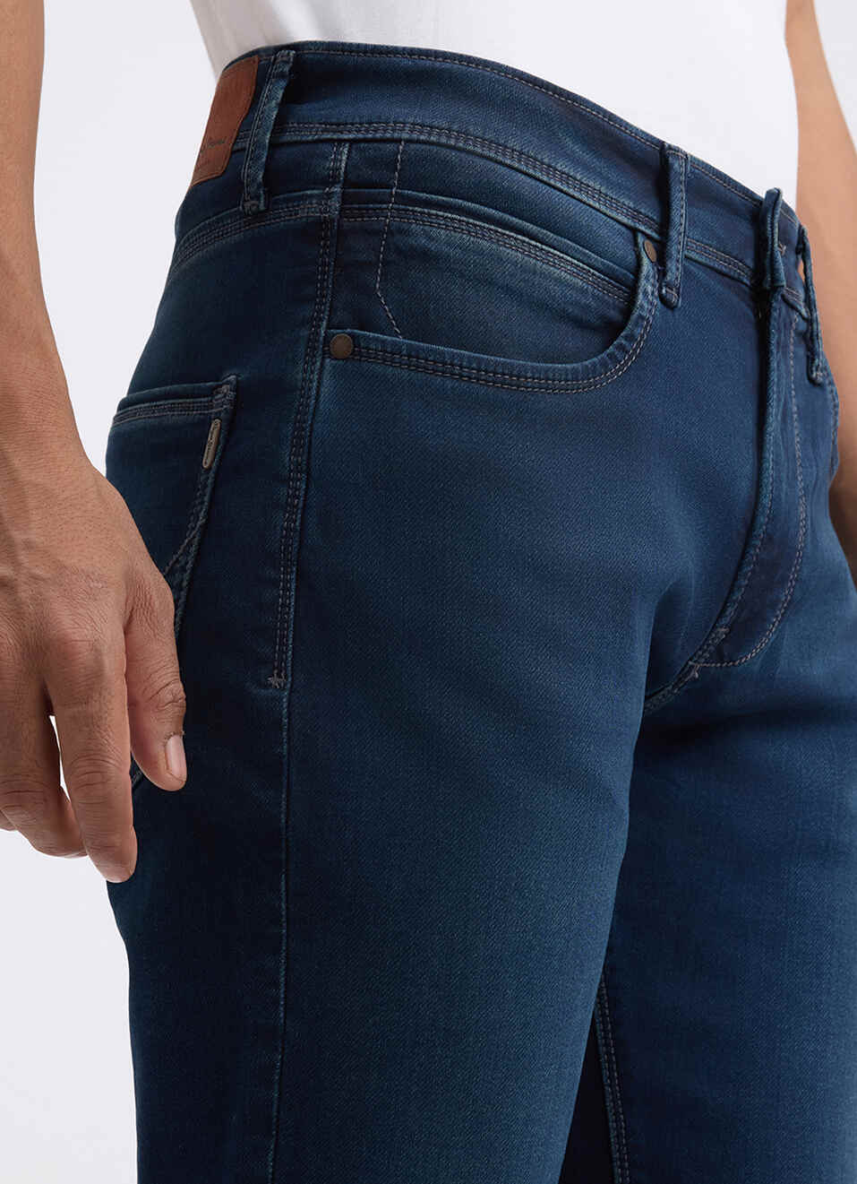 Men Blue Mid Rise Straight Gymindigo Jogger Like Jeans, , large image number 4