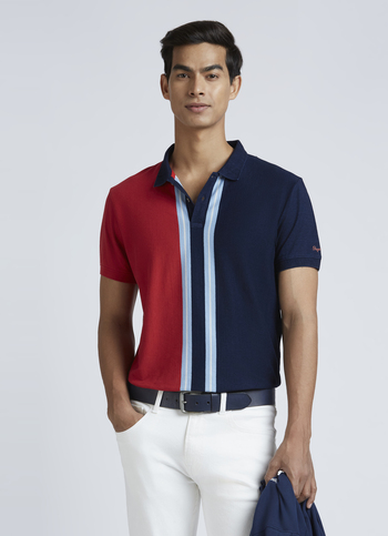 Blue Stripes Short Sleeve Polo