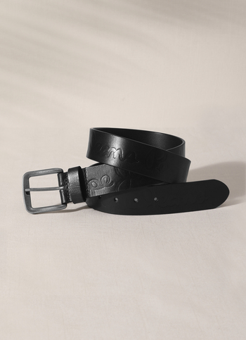 Black Embossed Leather Belt