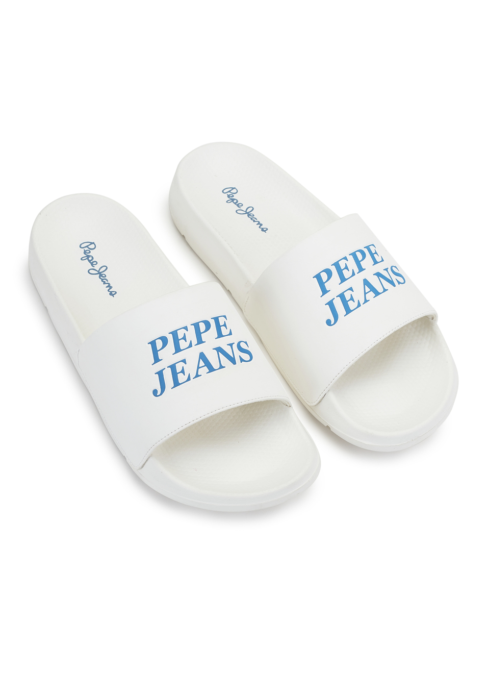 Men White Logo Print Anti Skid Sliders, , large image number 2