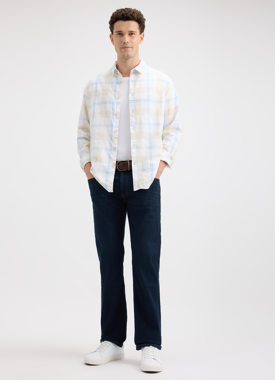 Men Beige Check Full Sleeve Shirt, , large image number 5