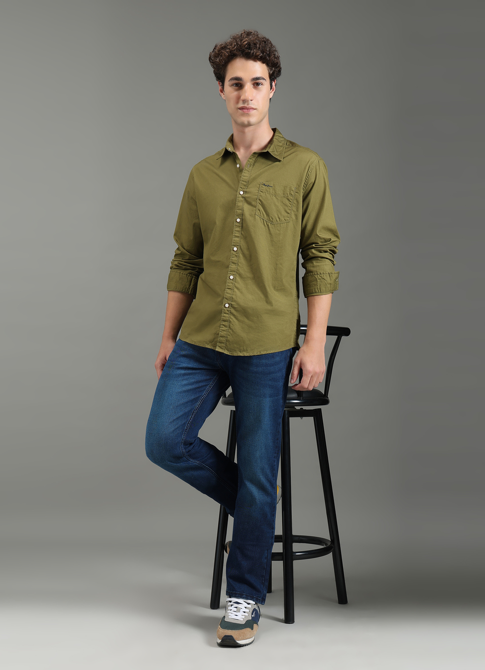 Men Olive Green Solid Shirt, , large image number 5