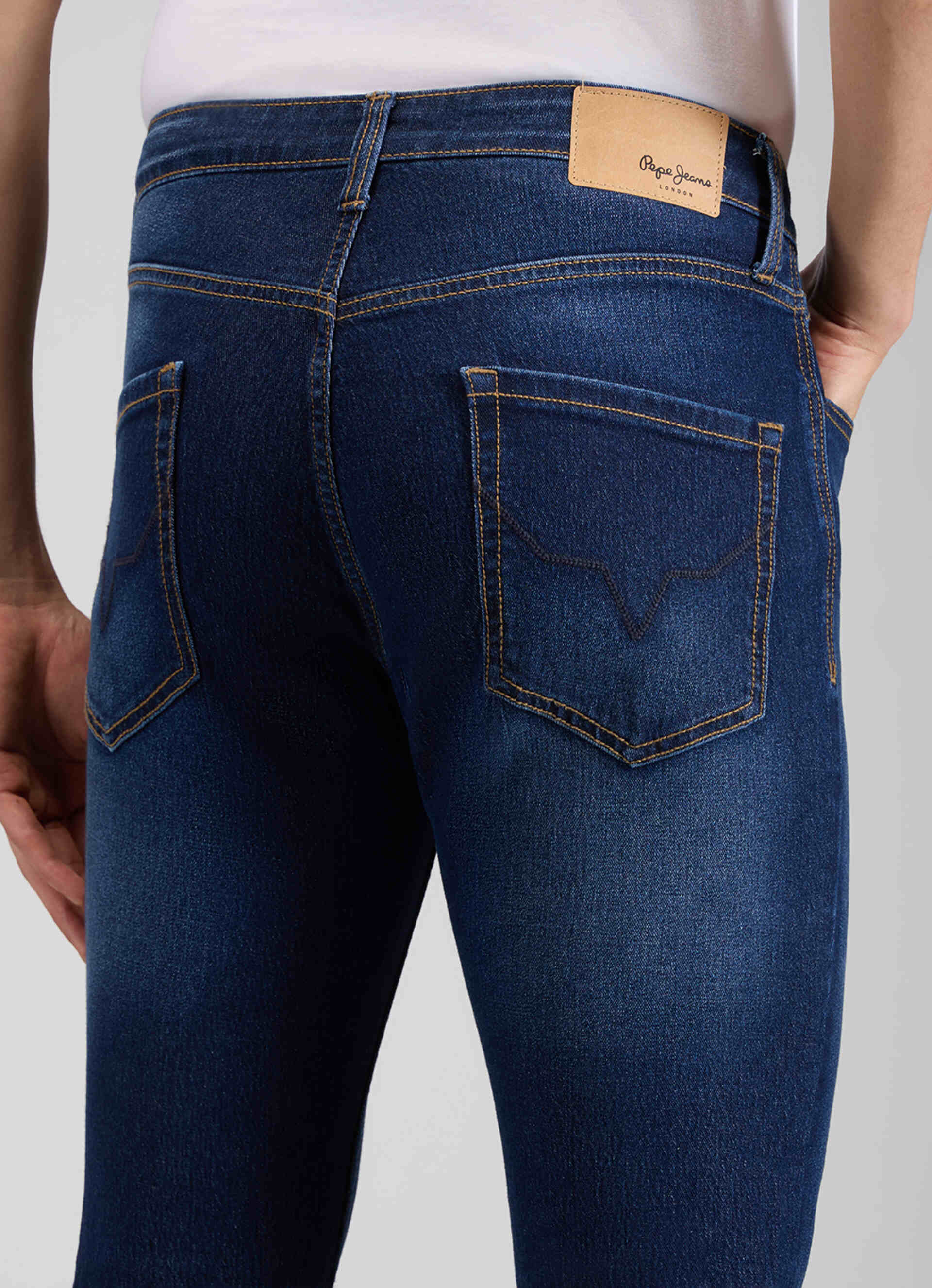 Men Dark Blue Mid Rise Straight Fit Strechable Jeans, , large image number 9