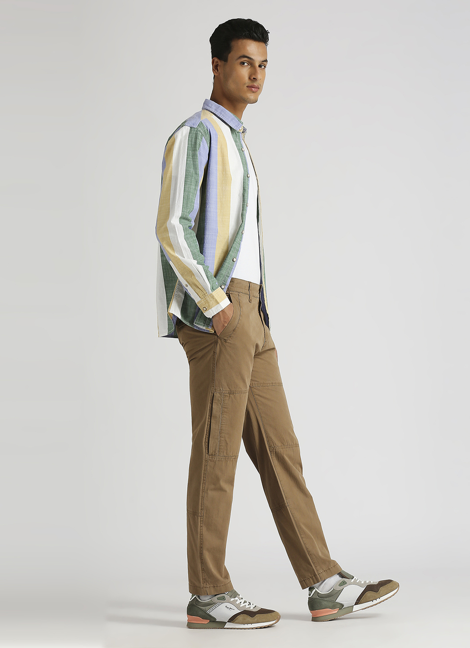 Khaki Lightweight Summer Cash Fit Cargo Pants, , large image number 5